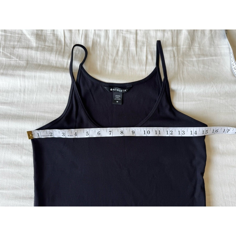 Athleta Tank Top Women's Medium Solid Black Spaghetti Strap Stretchy Cami - Picture 3 of 7